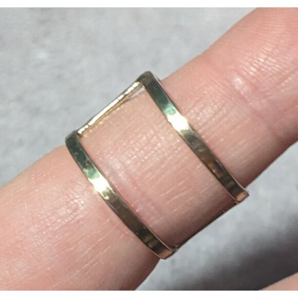 Modern Silver Tone Double Layer Cage Ring Size 9 - Picture 11 of 11